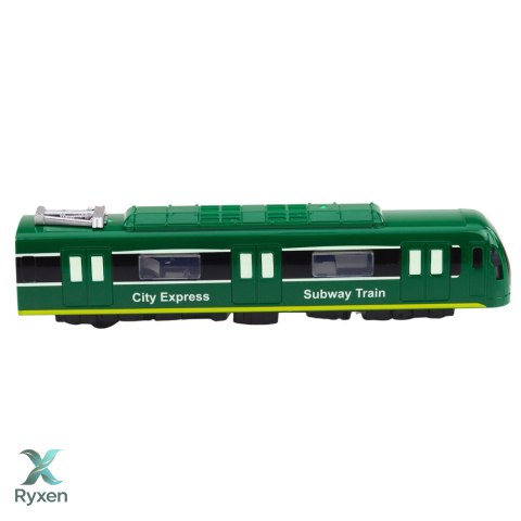 Metro Pociąg City Express Otwierane Drzwi Światła Dźwięki Zielony LEAN TOYS