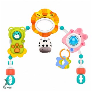 Pałąk Sensoryczny Z Lwem Do Łóżeczka Fotelika Wózka Lusterko Grzechotka LEAN TOYS