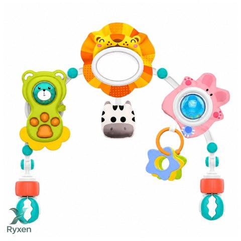 Pałąk Sensoryczny Z Lwem Do Łóżeczka Fotelika Wózka Lusterko Grzechotka LEAN TOYS