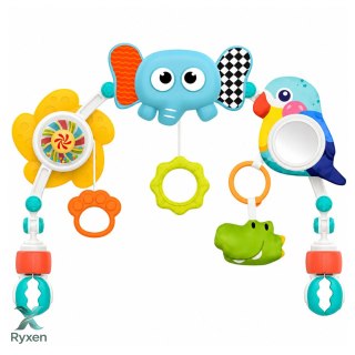 Pałąk Sensoryczny Ze Słoniem Do Łóżeczka Fotelika Wózka Lusterko Grzechotka LEAN TOYS