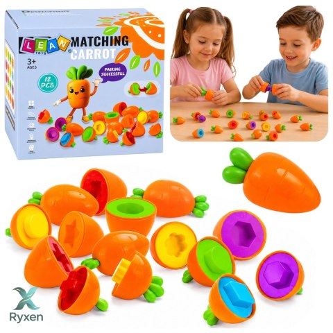 Sorter Edukacyjny Marchewki Dopasowywanie Kształtów Kolorów 12 szt. LEAN TOYS