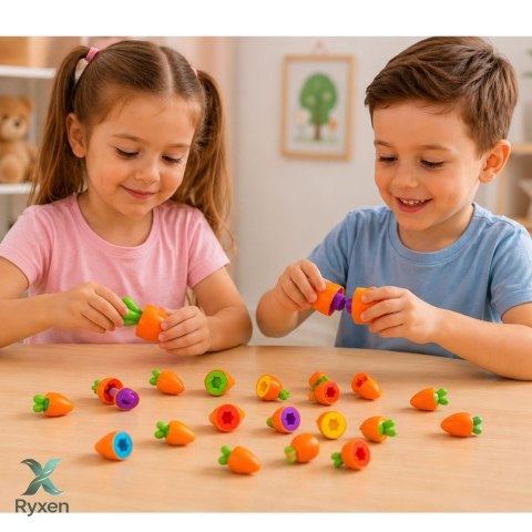 Sorter Edukacyjny Marchewki Dopasowywanie Kształtów Kolorów 12 szt. LEAN TOYS