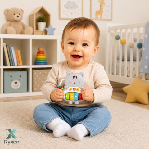 Zabawka Muzyczna Kotek Pianinko Edukacyjne Dla Malucha Melodie Dźwięki LEAN TOYS