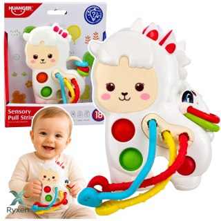 Zabawka Sensoryczna Dla Malucha Lama Ze Sznurkami Pop-It Koraliki LEAN TOYS