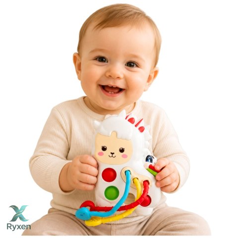 Zabawka Sensoryczna Dla Malucha Lama Ze Sznurkami Pop-It Koraliki LEAN TOYS