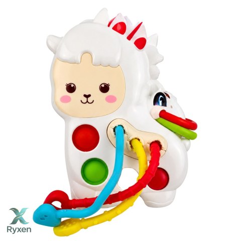 Zabawka Sensoryczna Dla Malucha Lama Ze Sznurkami Pop-It Koraliki LEAN TOYS