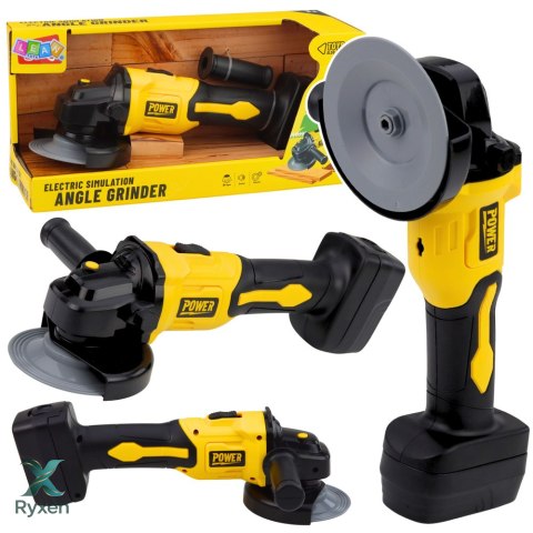 Zabawkowa Szlifierka Kątowa Dla Dzieci Dźwięki Żółta LEAN TOYS
