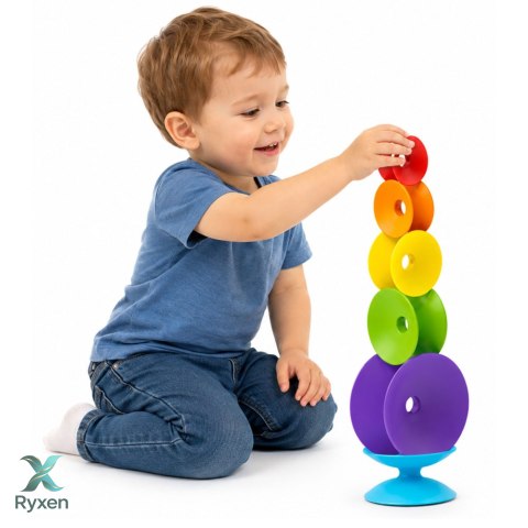 Zakręcona Wieża Sensoryczna Układanka Edukacyjna Dla Malucha Kolorowa LEAN TOYS