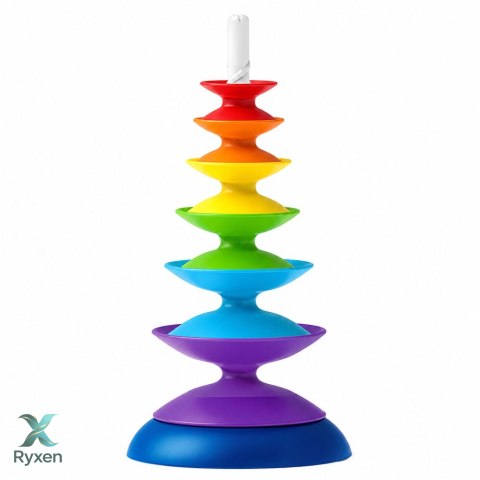 Zakręcona Wieża Sensoryczna Układanka Edukacyjna Dla Malucha Kolorowa LEAN TOYS