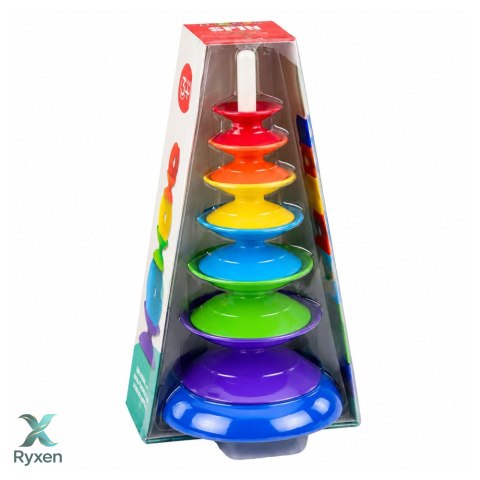 Zakręcona Wieża Sensoryczna Układanka Edukacyjna Dla Malucha Kolorowa LEAN TOYS