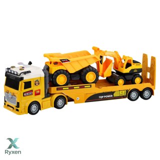 Zestaw Pojazdy Budowlane Ciężarówka Laweta Koparka Wywrotka Światła Dźwięk LEAN TOYS