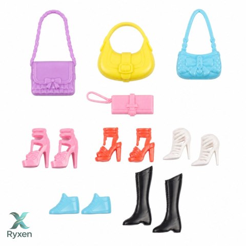 Lalka Anlily Modowa W Różowej Sukience Zestaw Torebki Buty Akcesoria LEAN TOYS
