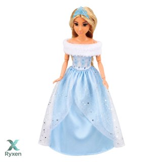 Lalka Anlily Na Białym Koniu Księżniczka W Niebieskiej Sukni Akcesoria LEAN TOYS