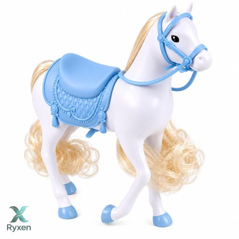 Lalka Anlily Na Białym Koniu Księżniczka W Niebieskiej Sukni Akcesoria LEAN TOYS