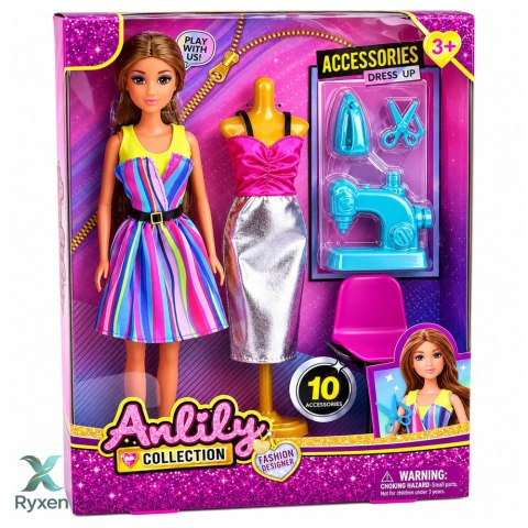 Lalka Anlily Projektantka Ubrań Krawcowa Maszyna Do Szycia Manekin Zestaw LEAN TOYS