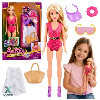 Lalka Anlily W Stroju Kąpielowym Plażowiczka Torba Akcesoria Zestaw LEAN TOYS