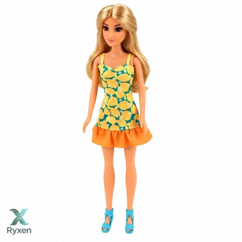 Lalka Anlily W Żółtej Sukience Z Kotek Meble Ogrodowe Parasol Akcesoria LEAN TOYS