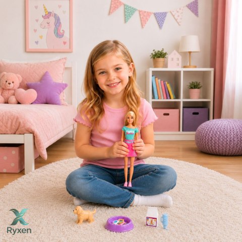 Lalka Anlily Ze Zwierzątkiem Piesek Szczeniak Akcesoria Legowisko Zestaw LEAN TOYS