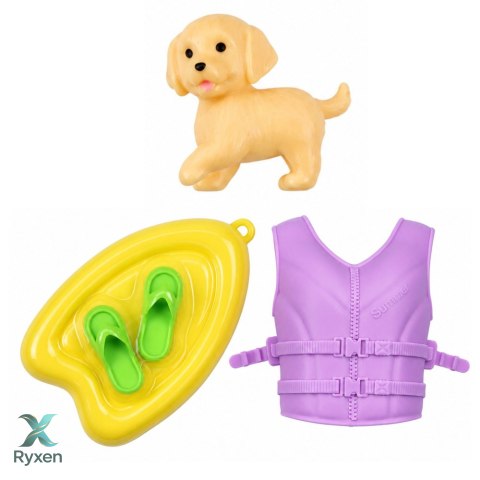 Lalka Anlily w Motorówce Piesek Szczeniak Kamizelka Deska Akcesoria Zestaw LEAN TOYS
