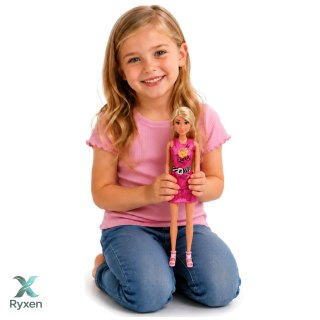 Lalka Anlily w Różowej Sukience Torebka Biżuteria Akcesoria Zestaw LEAN TOYS