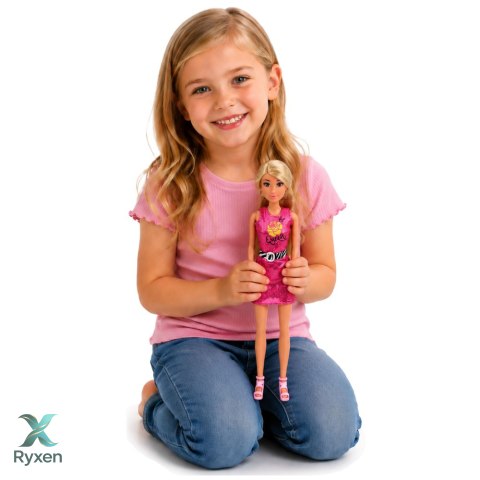 Lalka Anlily w Różowej Sukience Torebka Biżuteria Akcesoria Zestaw LEAN TOYS