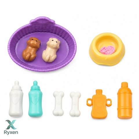Lalka Anlily z Dużym Psem i Szczeniakami Akcesoria Do Opieki Zestaw LEAN TOYS
