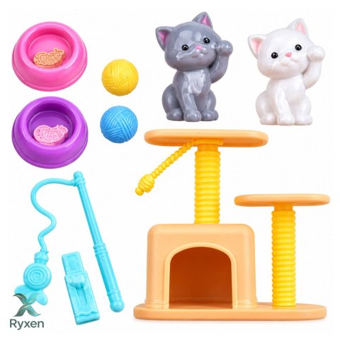 Lalka Anlily z Kotkami Drapak Akcesoria Dla Kotów Miski Zabawki Zestaw LEAN TOYS