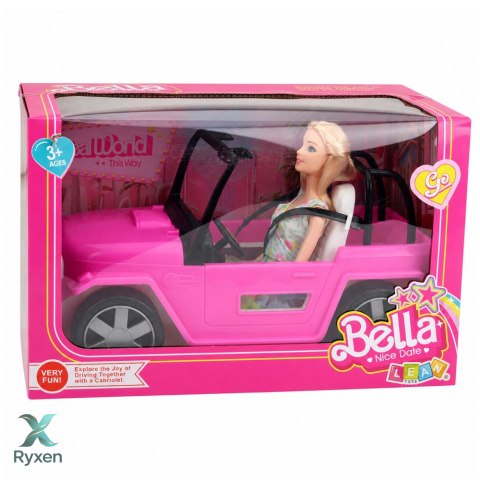 Lalka Bella w Kolorowej Sukience Różowy Samochód Kabriolet Zestaw LEAN TOYS