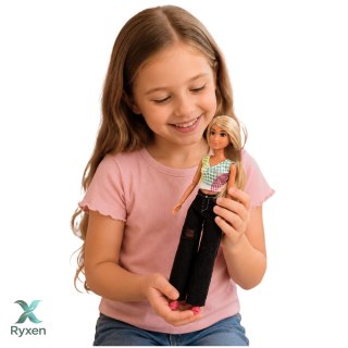 Lalka Modowa Anlily w Ciemnych Jeansach Kolorowy Top Blond Włosy LEAN TOYS