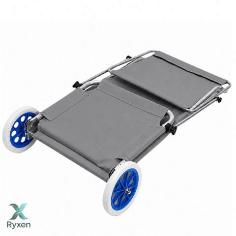 Leżak Plażowy Na Kółkach Ogrodowy Składany Z Daszkiem Aluminiowy Szary LEAN