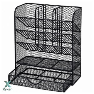 Metalowy Organizer Biurkowy Na Przybory Akcesoria Pisaki Czarny LEAN TOYS