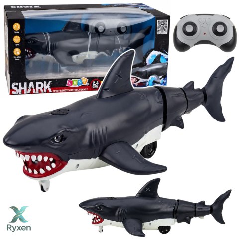 Rekin Zdalnie Sterowany RC Jeździ Rusza Ogonem Światła Efekt Dymny Czarny LEAN TOYS