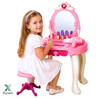 Toaletka Dziecięca z Krzesełkiem Światła Suszarka Akcesoria Dźwięki Różowa LEAN TOYS