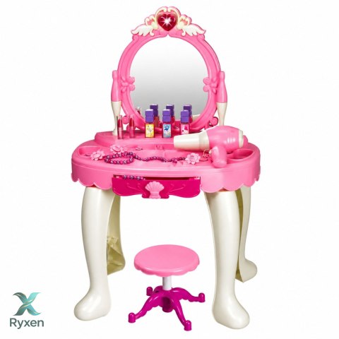 Toaletka Dziecięca z Krzesełkiem Światła Suszarka Akcesoria Dźwięki Różowa LEAN TOYS