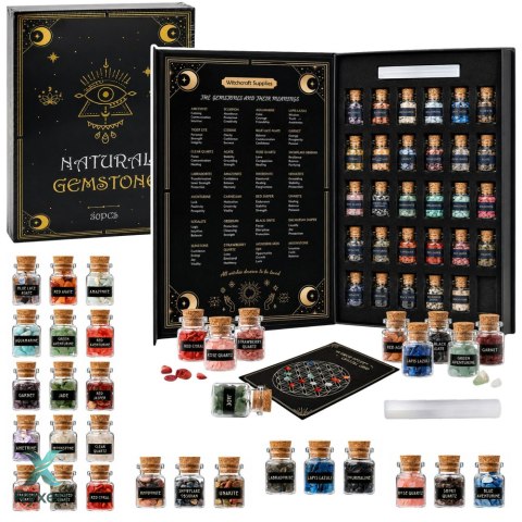 Zestaw Kryształów Minerałów Kamieni Szlachetnych w Słoiczkach Książka 30el. LEAN TOYS