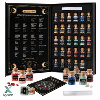 Zestaw Kryształów Minerałów Kamieni Szlachetnych w Słoiczkach Książka 30el. LEAN TOYS