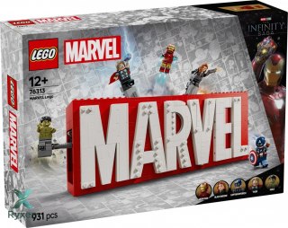 Klocki super heroes 76313 logo marvel z minifigurkami LEGO