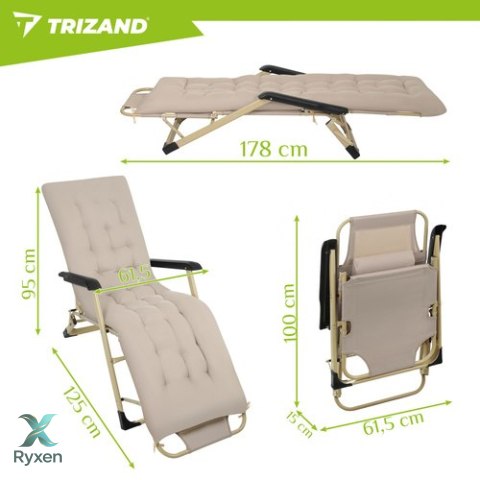Leżak ogrodowy składany 60x177x30cm Trizand TRIZAND