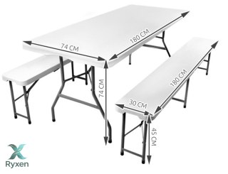 Stół ogrodowy składany 180cm + 2 ławki GARDLOV