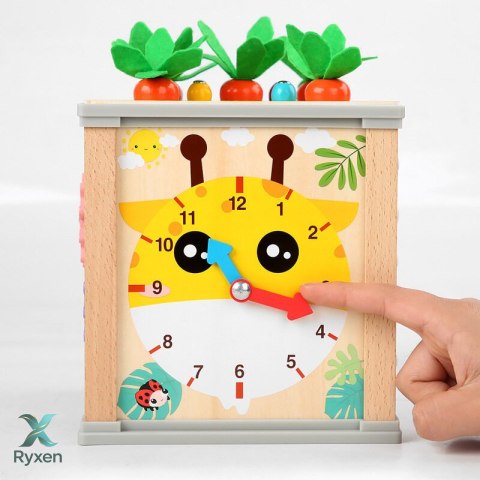Drewniana Kostka Edukacyjna Sorter 5W1 Układanka Skrzynka Klocki LEAN TOYS