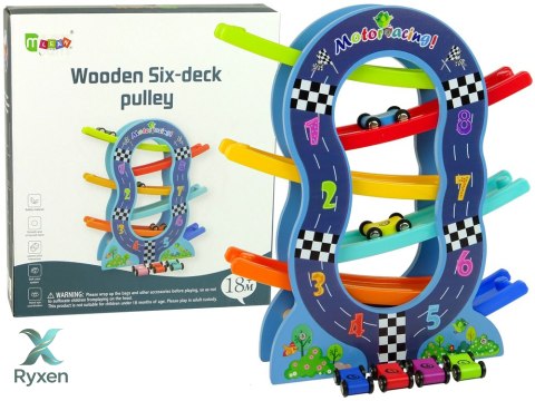 Drewniana Zjeżdżalnia 6 Poziomów Autka Liczby LEAN TOYS