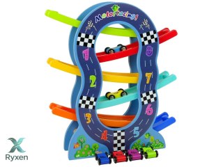Drewniana Zjeżdżalnia 6 Poziomów Autka Liczby LEAN TOYS