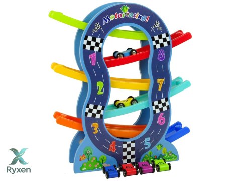 Drewniana Zjeżdżalnia 6 Poziomów Autka Liczby LEAN TOYS