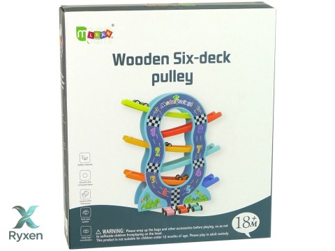 Drewniana Zjeżdżalnia 6 Poziomów Autka Liczby LEAN TOYS