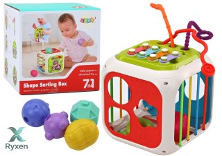 Kostka Edukacyjna Dla Niemowląt Sorter Klocki Cymbałki 7w1 LEAN TOYS
