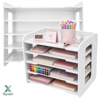 Organizer Biurowy Na Biurko Drewniany Półki Na Dokumenty A4 Biały LEAN TOYS