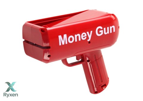 Pistolet Na Pieniądze Strzelający Czerwony Wyrzutnia Money Gun Banknoty LEAN TOYS