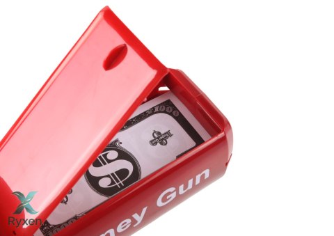 Pistolet Na Pieniądze Strzelający Czerwony Wyrzutnia Money Gun Banknoty LEAN TOYS