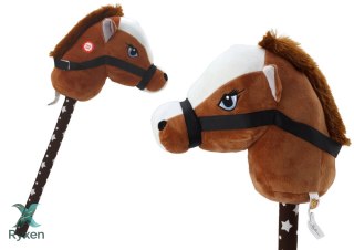 Pluszowa Głowa Konia Na Kiju Hobby Horse Koń Krótkowłosy Ciemnobrązowy Dźwięki LEAN TOYS