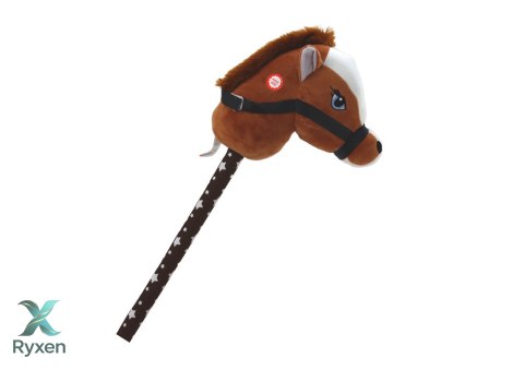 Pluszowa Głowa Konia Na Kiju Hobby Horse Koń Krótkowłosy Ciemnobrązowy Dźwięki LEAN TOYS